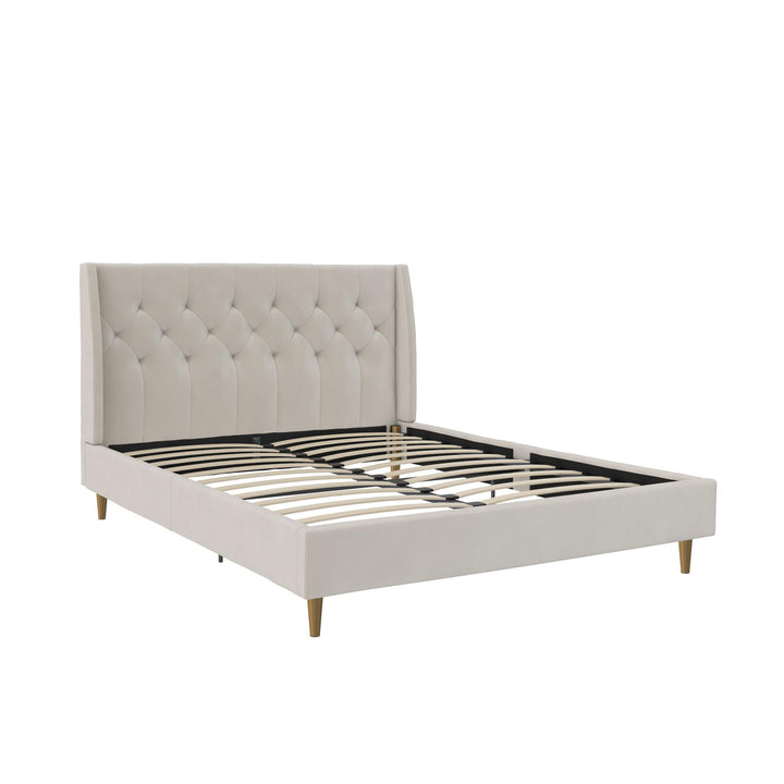 Her Majesty Upholstered Bed - Ivory - Queen