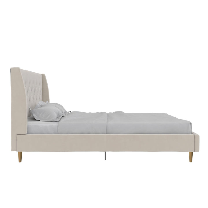 Her Majesty Upholstered Bed - Ivory - Queen