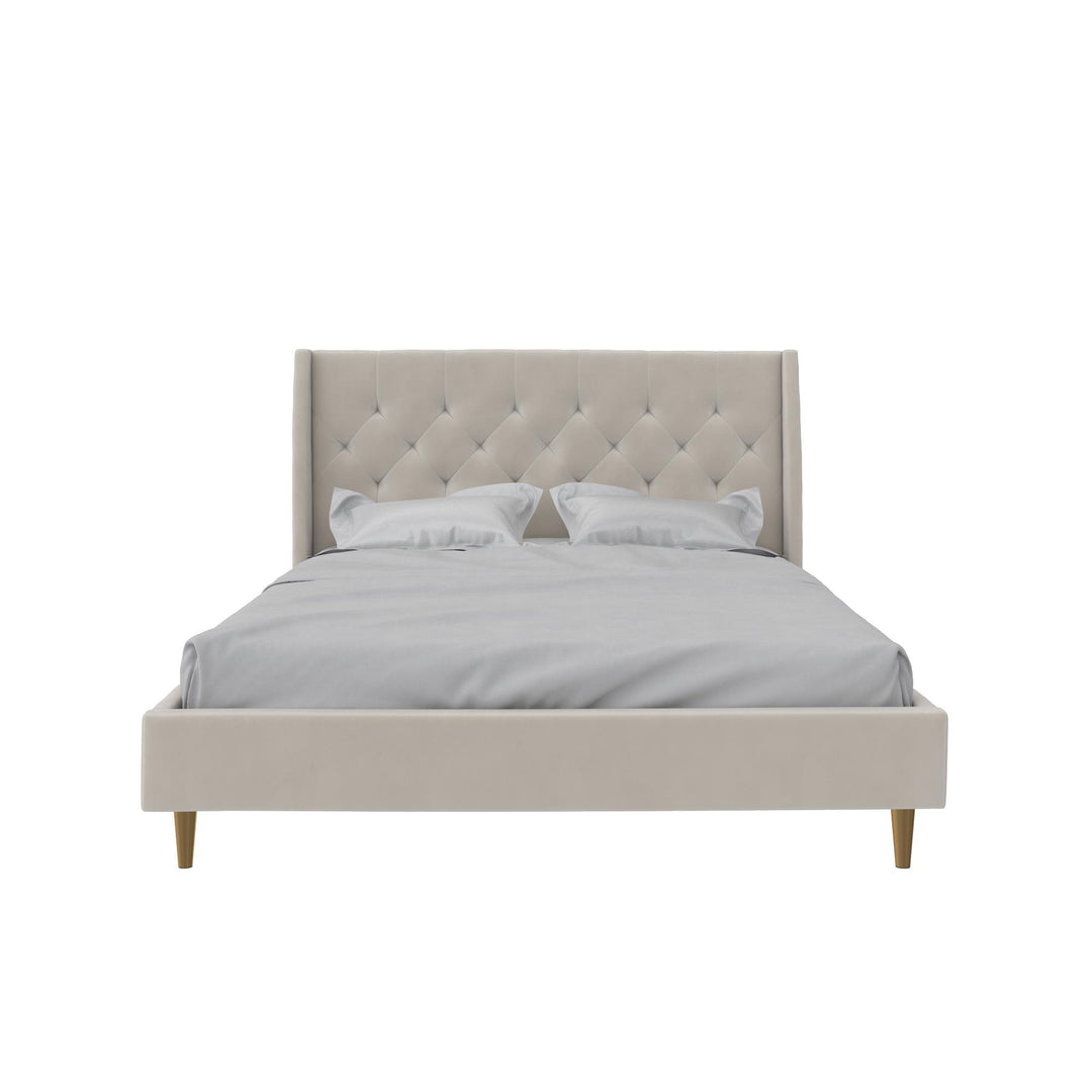 Her Majesty Upholstered Bed - Ivory - Queen