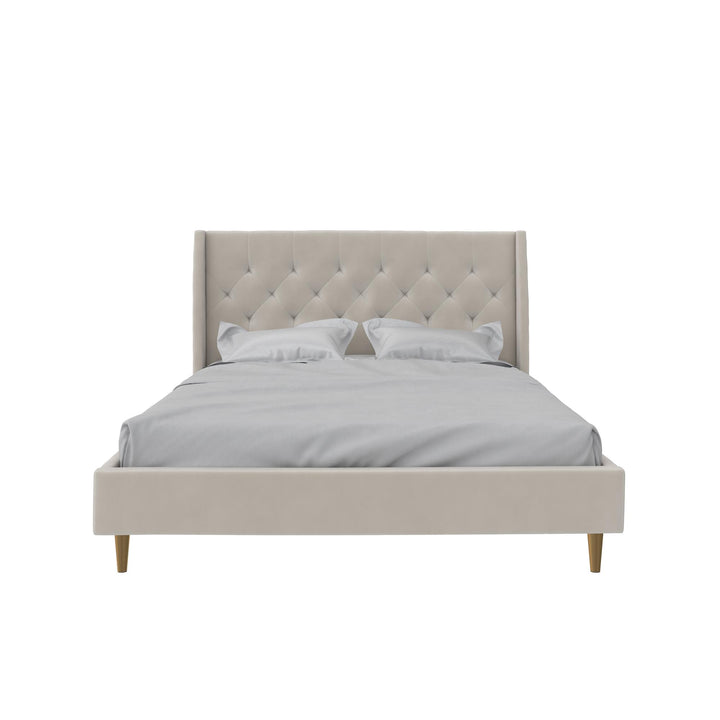 Her Majesty Upholstered Bed - Ivory - Queen