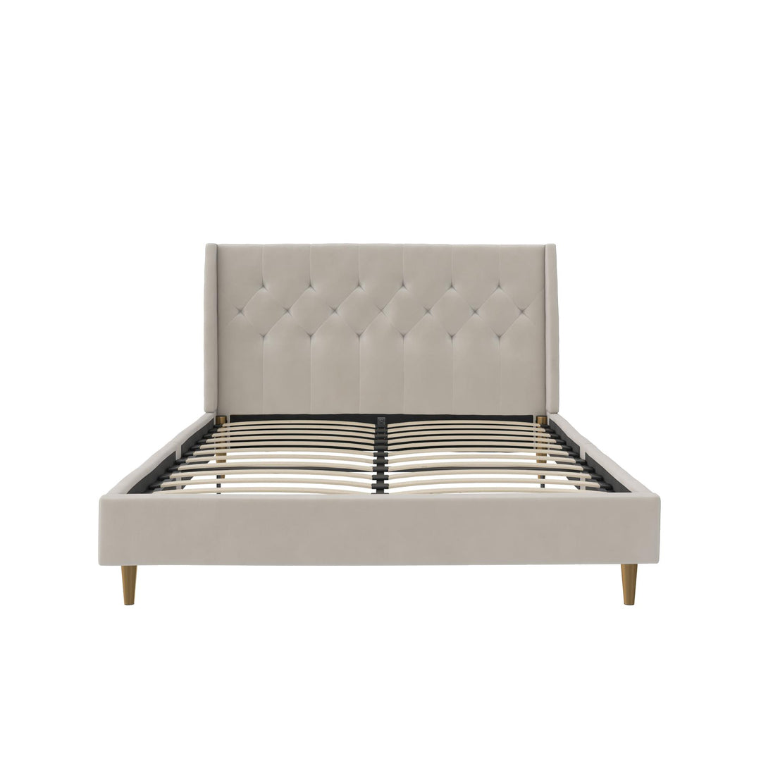 Her Majesty Upholstered Bed - Ivory - Queen
