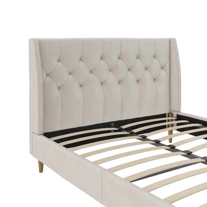 Her Majesty Upholstered Bed - Ivory - Queen