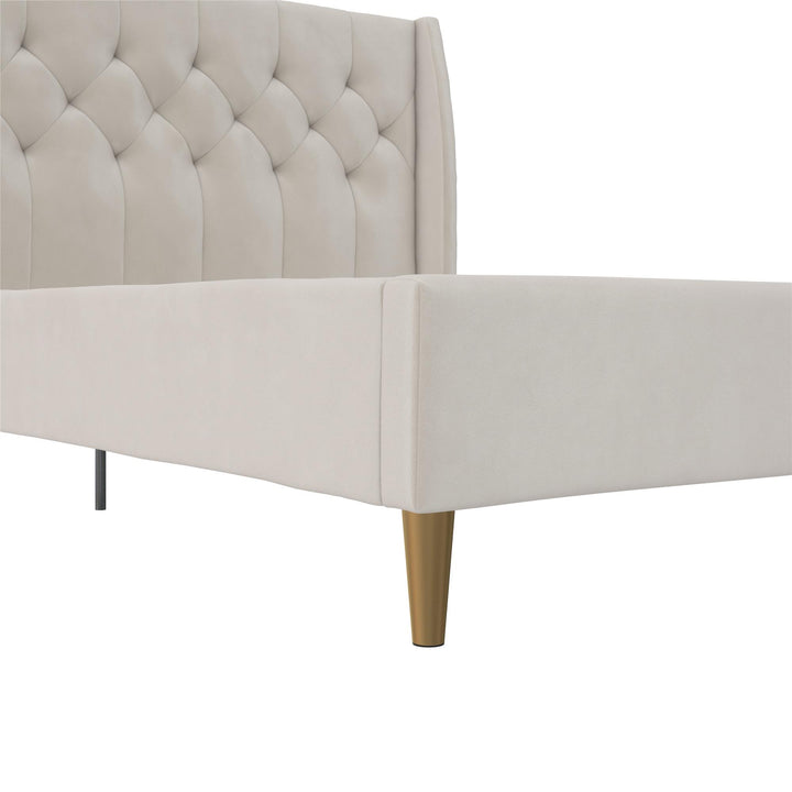 Her Majesty Upholstered Bed - Ivory - Queen