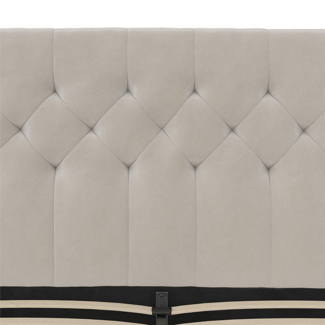 Her Majesty Upholstered Bed - Ivory - Queen