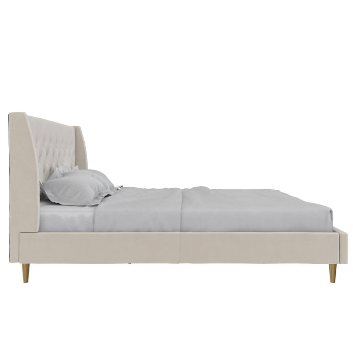 Her Majesty Upholstered Bed - Ivory - King