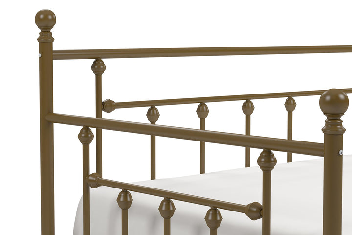 Manila Metal Daybed and Trundle Set with Sturdy Metal Frame and Slats - Gold - Twin