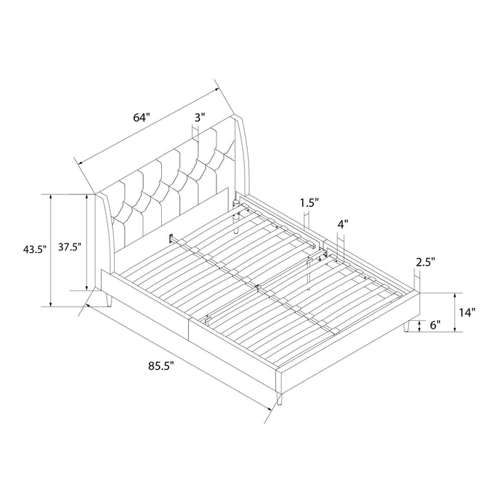 Her Majesty Upholstered Bed - Black - Queen