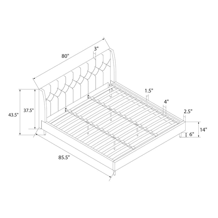 Her Majesty Upholstered Bed - Black - King