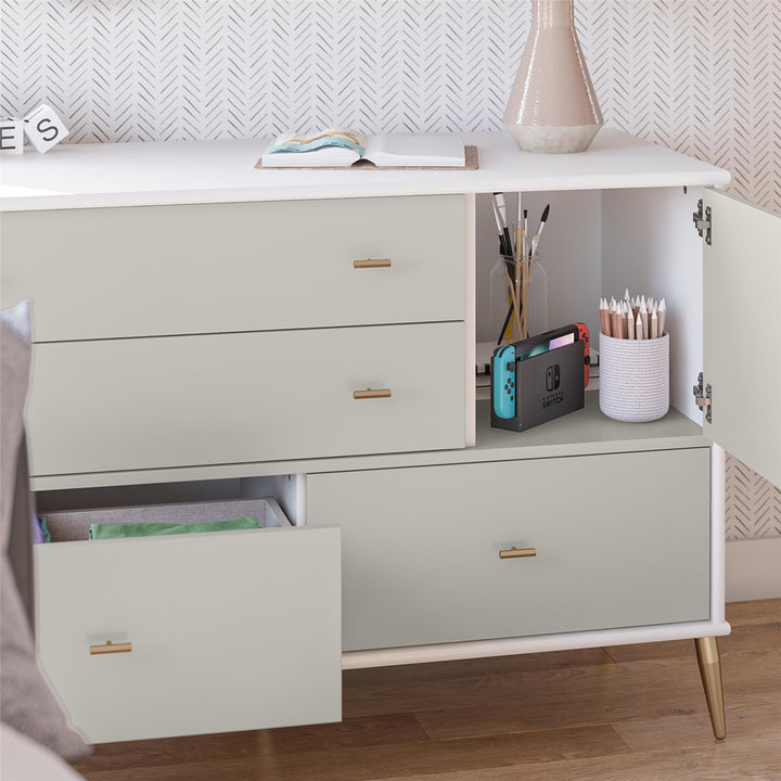 Functional Asymmetrical Dresser -  White / Grey