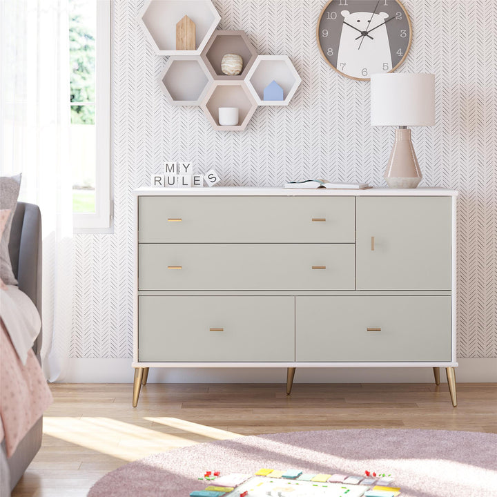 Stylish Asymmetrical Convertible Dresser -  White / Grey