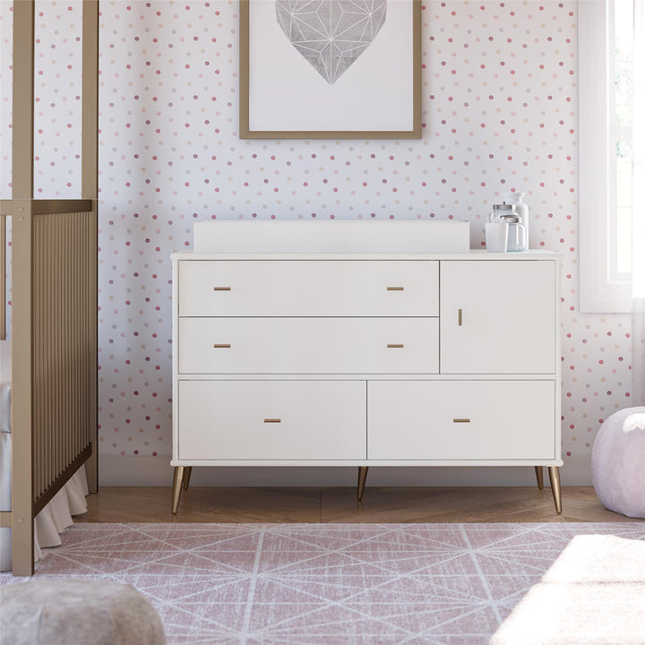 Valentina 4 Drawer/ 1 Door Convertible Dresser & Changing Table - White