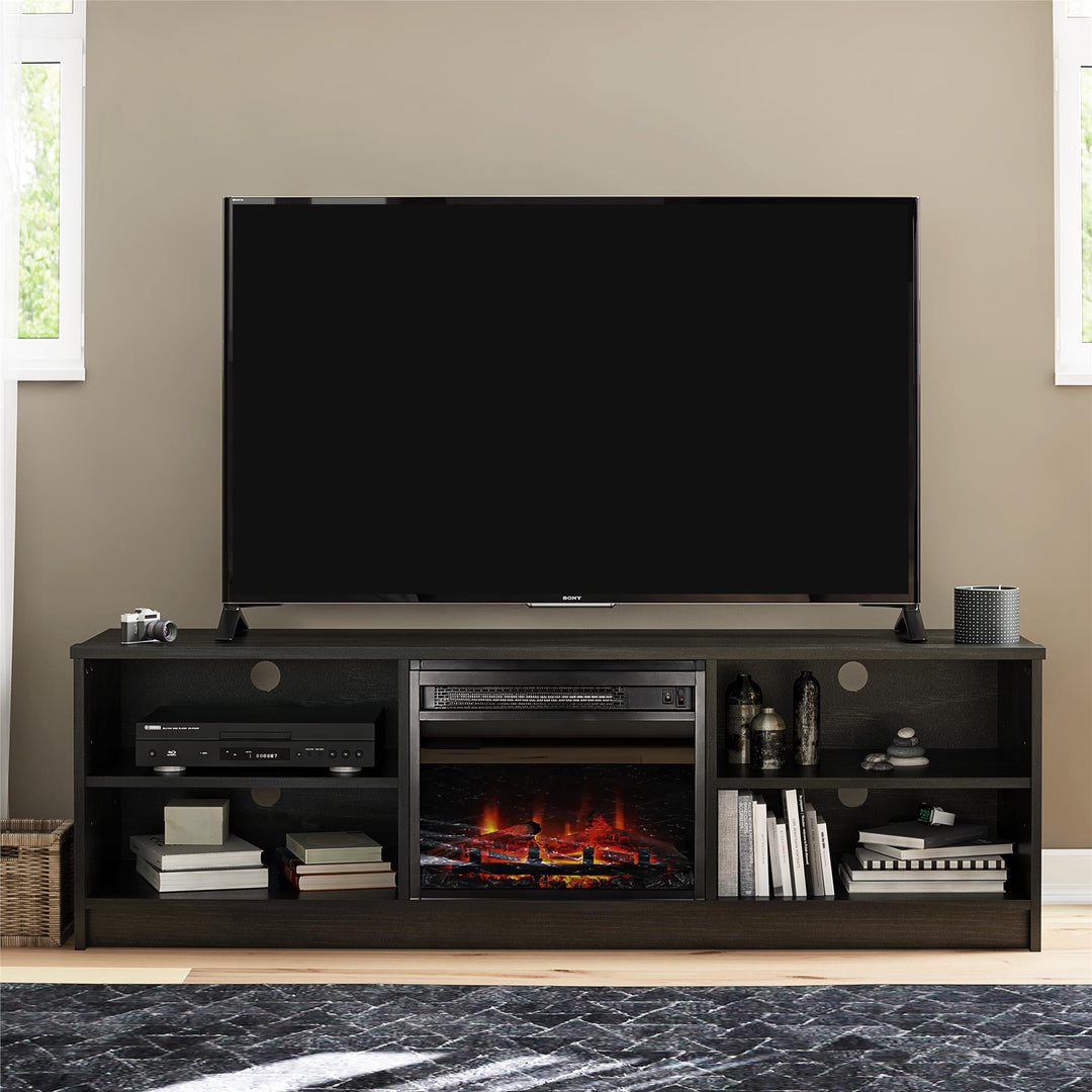 Noble 65 Inches TV Stand with Fireplace -  Black Oak