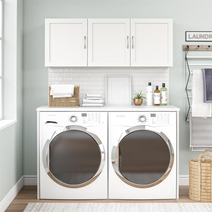 Basin Framed 54 Inch Wall Cabinet with 6 Shelves - White - 3 Door