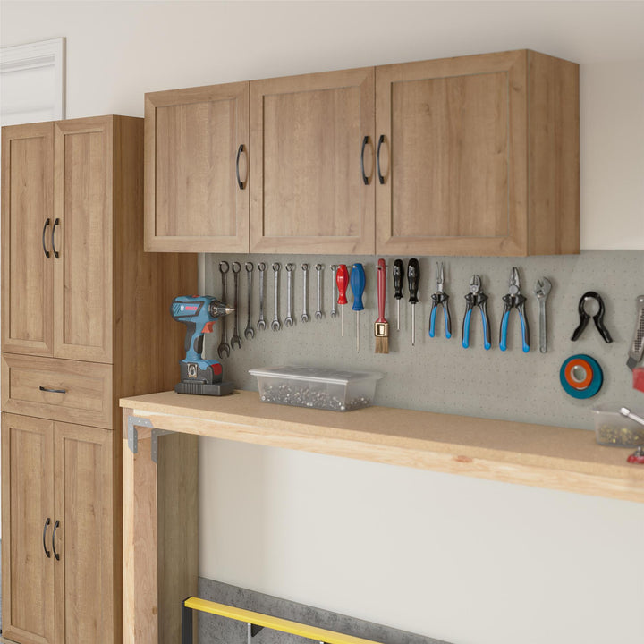 Basin Framed 54 Inch Wall Cabinet with 6 Shelves - Natural
