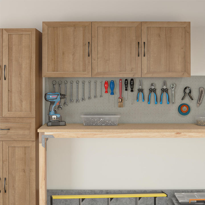 Basin Framed 54 Inch Wall Cabinet with 6 Shelves - Natural