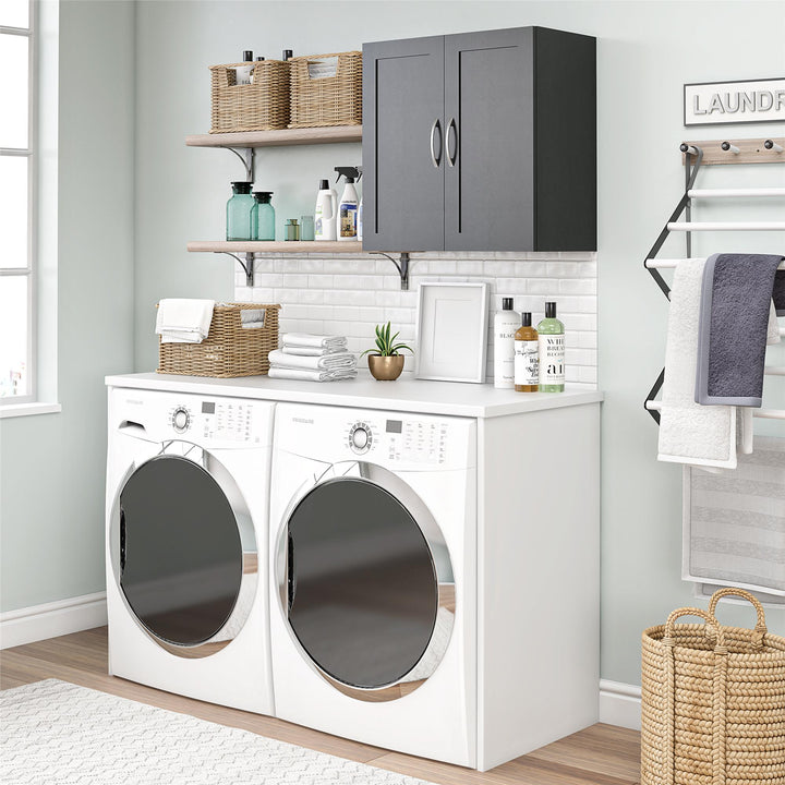 Basin Framed 24 Inch Wall Cabinet with 2 Shelves - Black - 2 Door