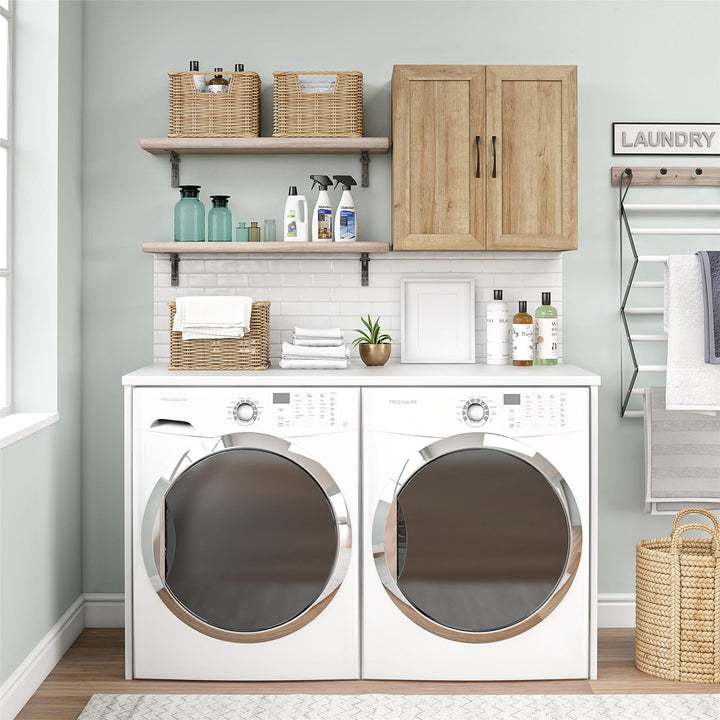 Basin Framed 24 Inch Wall Cabinet with 2 Shelves - Natural - 2 Door