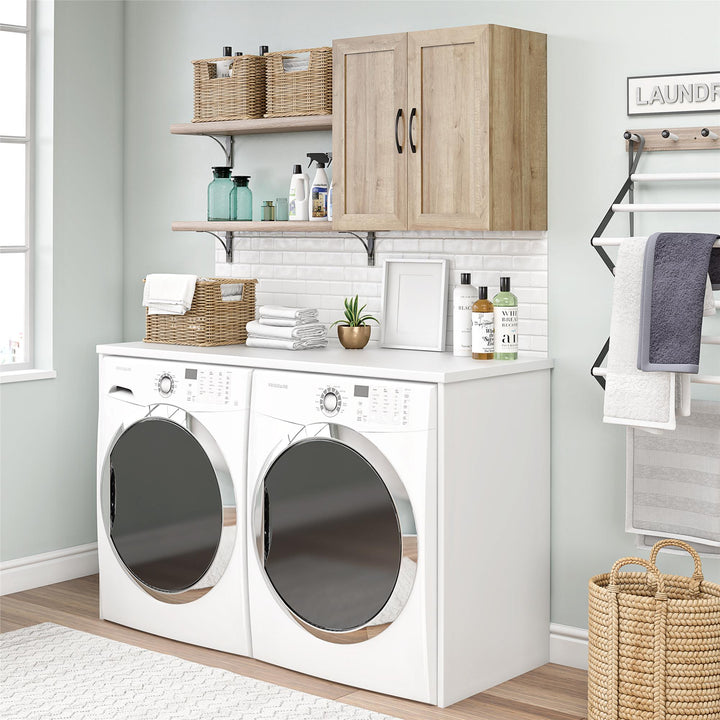 Basin Framed 24 Inch Wall Cabinet with 2 Shelves - Natural - 2 Door