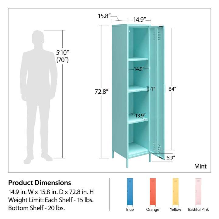 Cache Single Metal Locker Storage Cabinet - Bashful