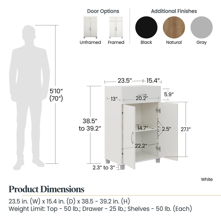 Basin 24 Inch 2 Door Base Storage Cabinet - Black