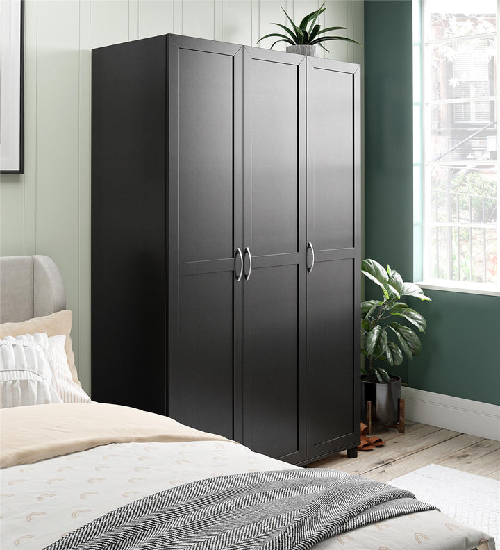 Basin Framed 3 Door Wardrobe - Black