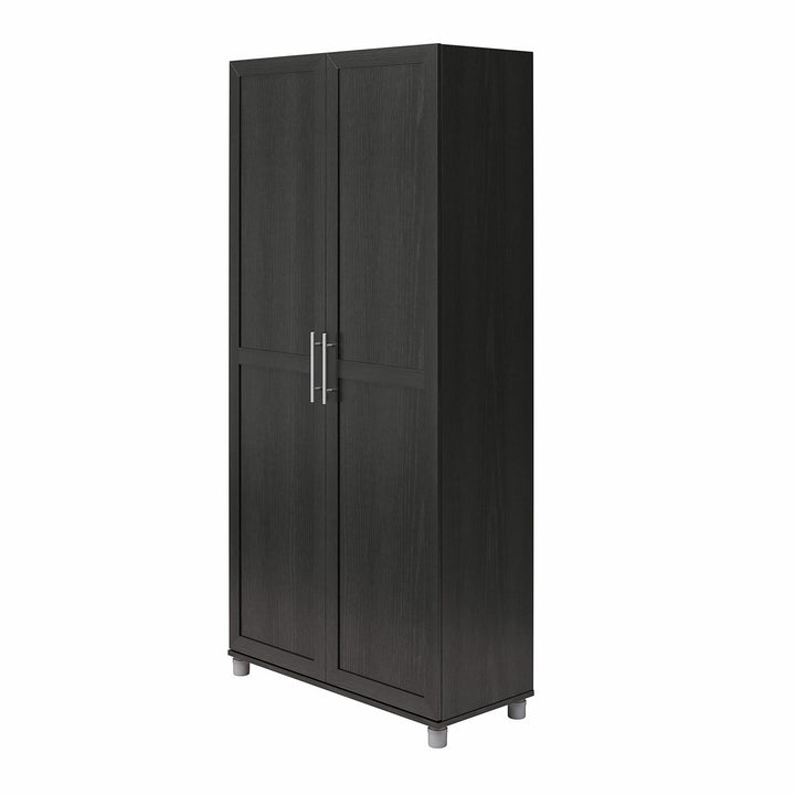 Camberly Framed 36 Inch Utility Storage Cabinet - Black Oak