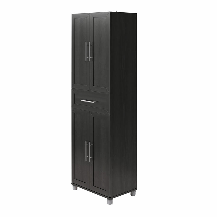 Storage Cabinet with 1 Drawer and 4 Doors -  Black Oak