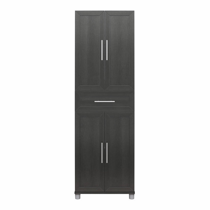 Camberly Framed 4 Door/1 Drawer Storage Cabinet  -  Black Oak
