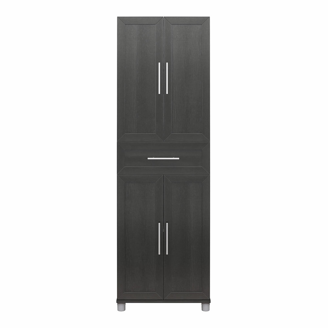 Camberly Framed 4 Door/1 Drawer Storage Cabinet  -  Black Oak