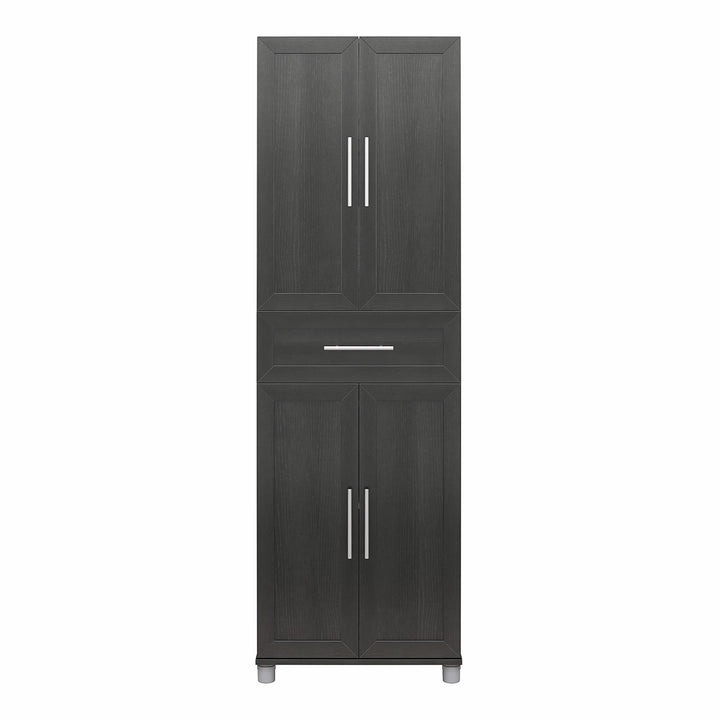 Camberly Framed 4 Door/1 Drawer Storage Cabinet  -  Black Oak