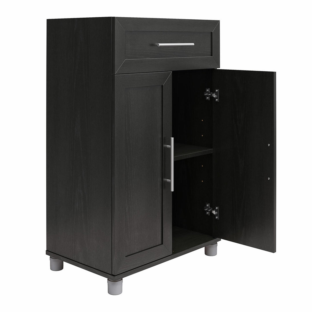 Camberly Framed 2 Door/1 Drawer Storage Cabinet - Black Oak