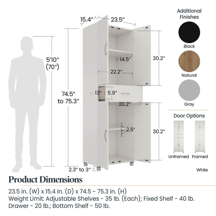 Basin 23.5 Inch Closed Storage Cabinet - Black