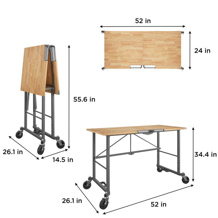 Smartfold Portable Folding Workbench with Hardwood Top and 400 lb Weight Capacity - Alabaster Pine