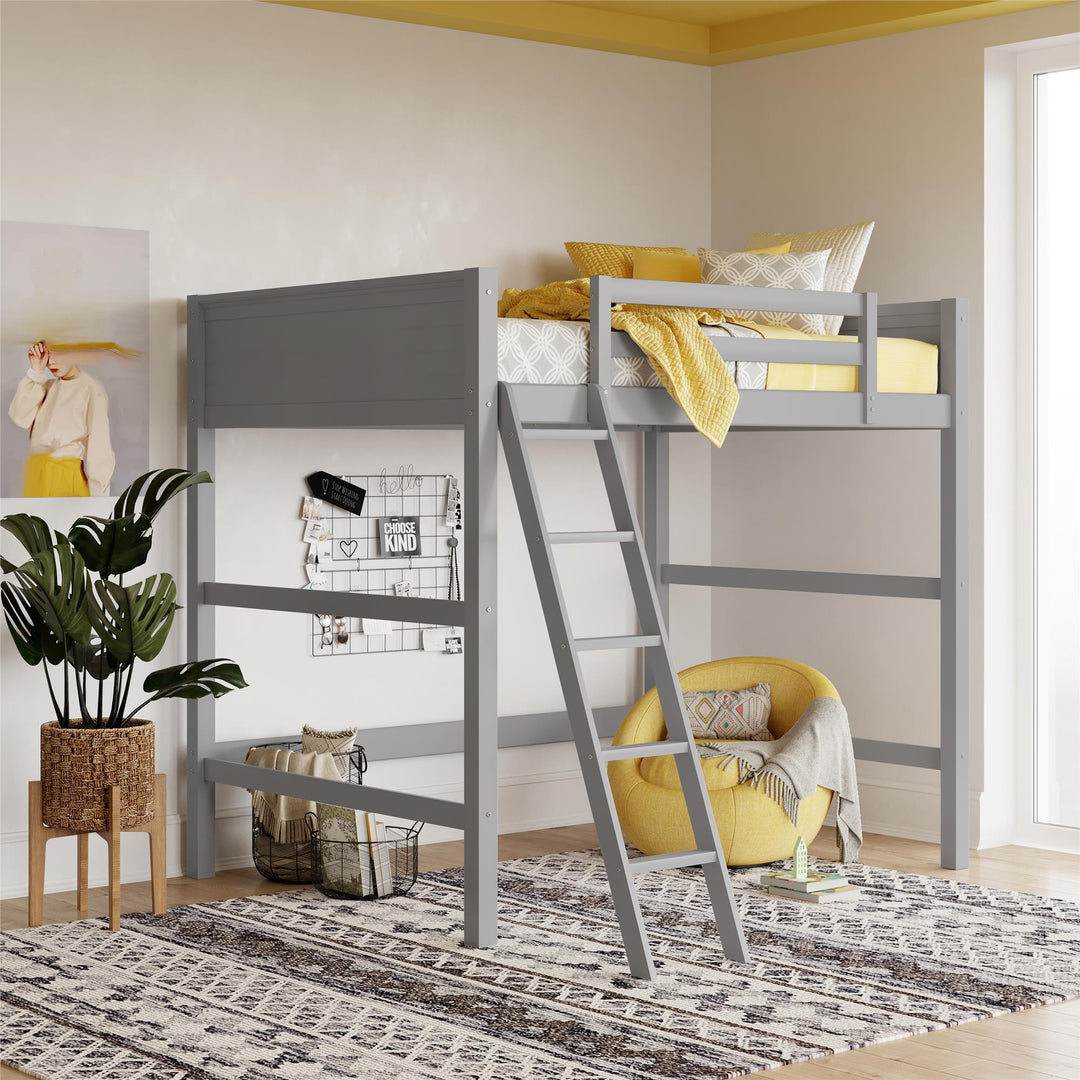 Denver Wooden Kids' Loft Bed with Storage Space - Gray - Full