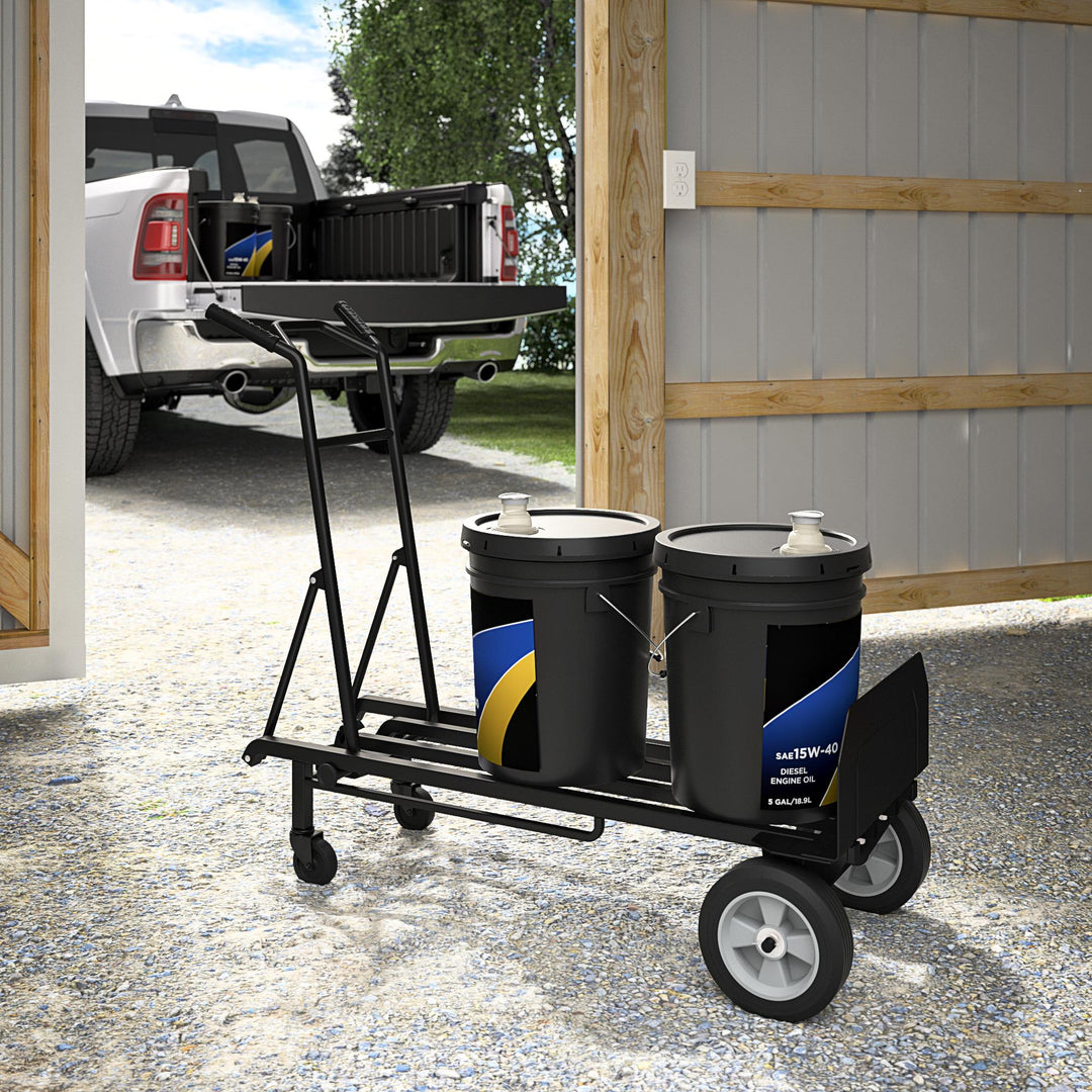 Steel 2 in 1 Hand Truck with 800 lb Weight Capacity - Black