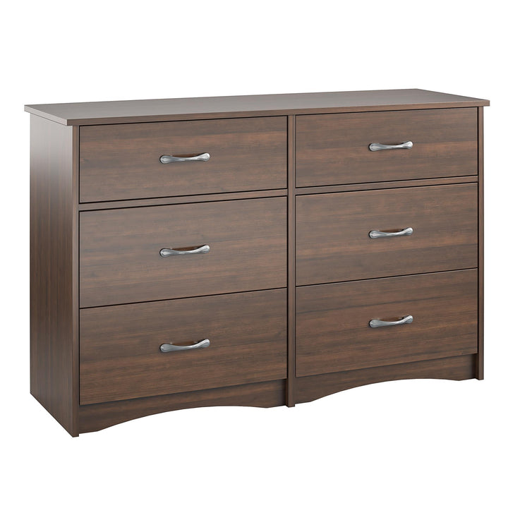 wide 6 drawer dressers with metal handle  - Cherry Oak