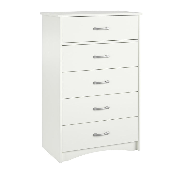 5 drawer dressers with  metal handle  - Ivory Oak