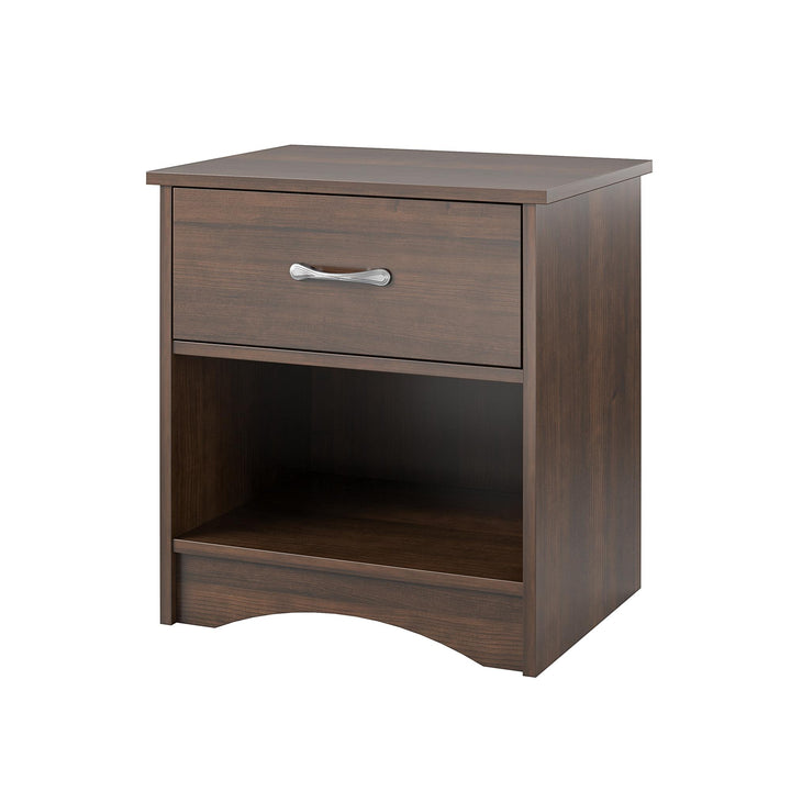 open shelving nightstand with 1 drawer  - Cherry Oak