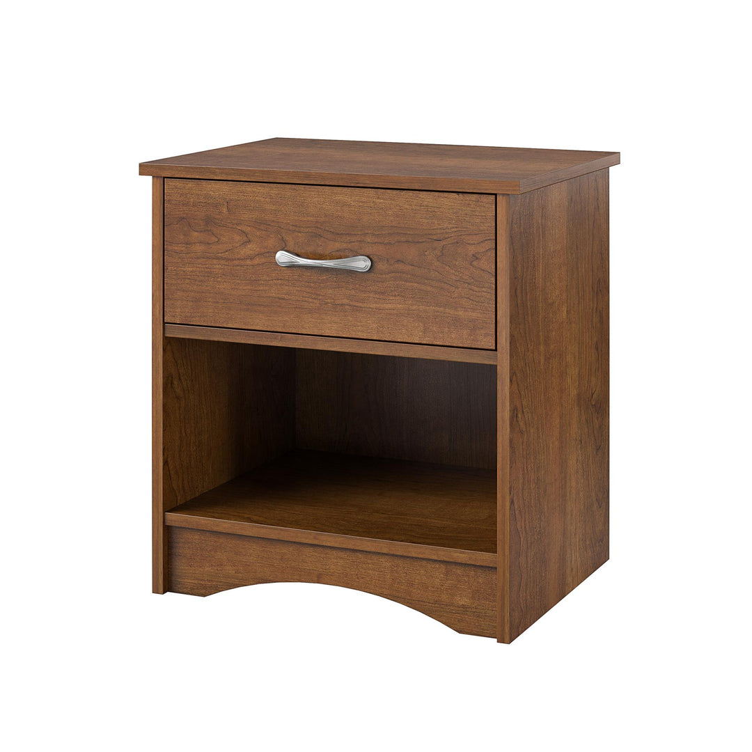 single drawer nightstand with open storage  - Inspire Cherry