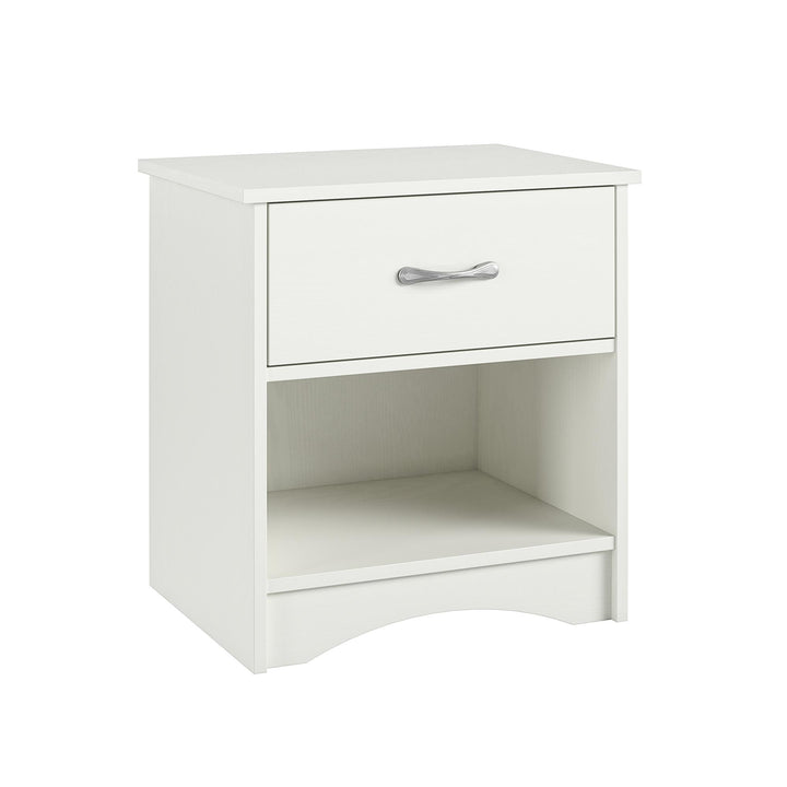 nightstand with open shelf and drawer  - Ivory Oak
