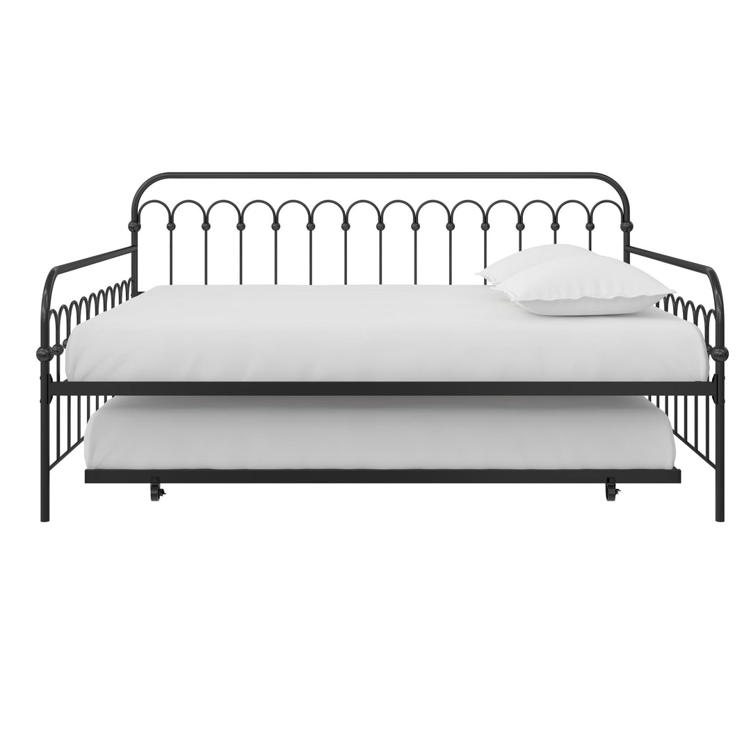 Novogratz Bright Pop Metal Daybed with Trundle, Full/Twin, Black - Black - Full-Over-Twin