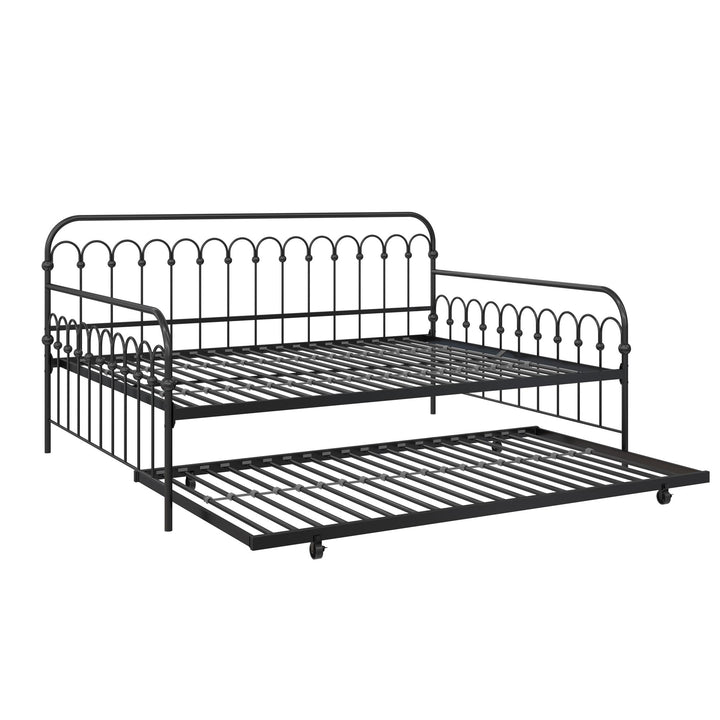 Novogratz Bright Pop Metal Daybed with Trundle, Full/Twin, Black - Black - Full-Over-Twin