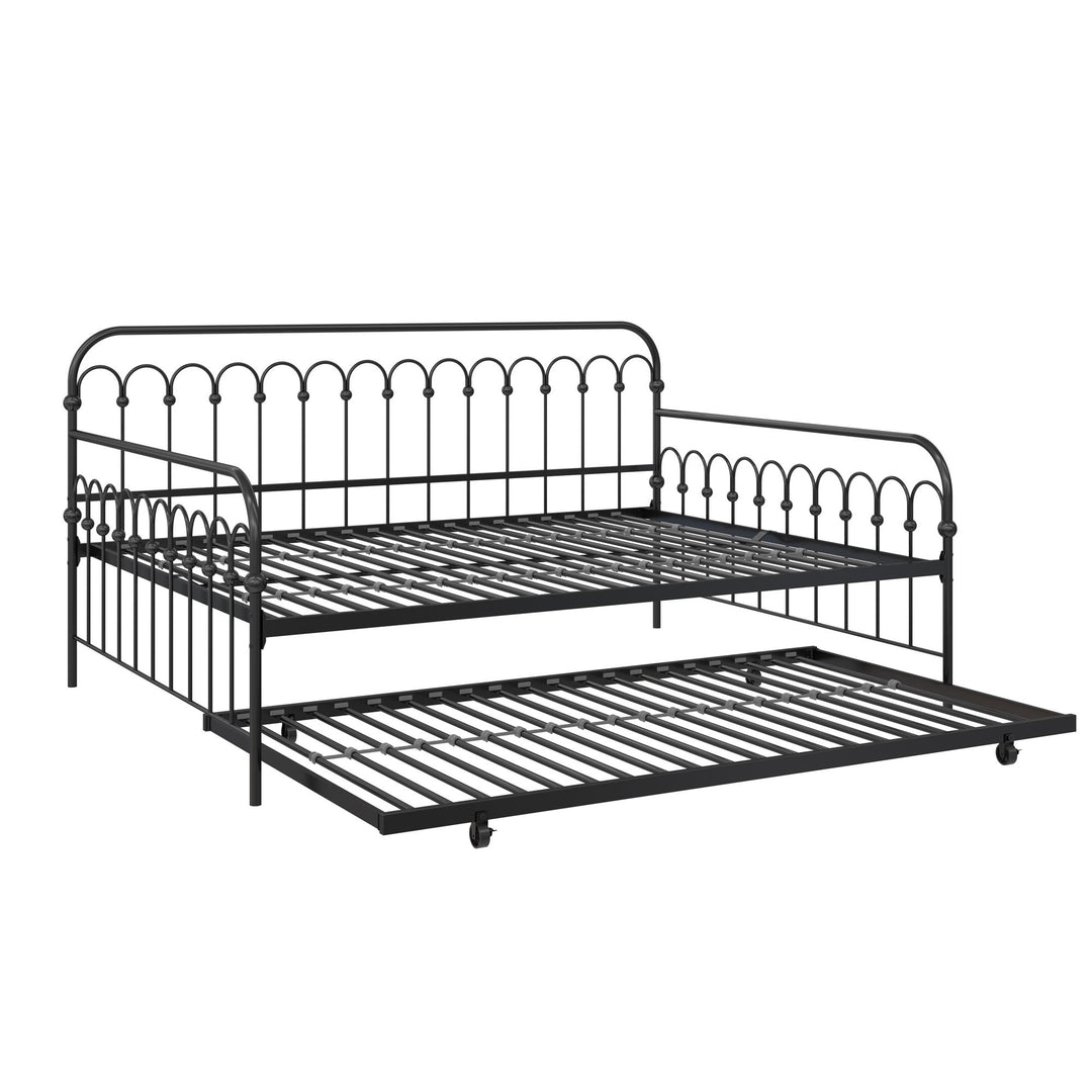 Bright Pop Metal Daybed with Trundle - Black - Full-Over-Twin