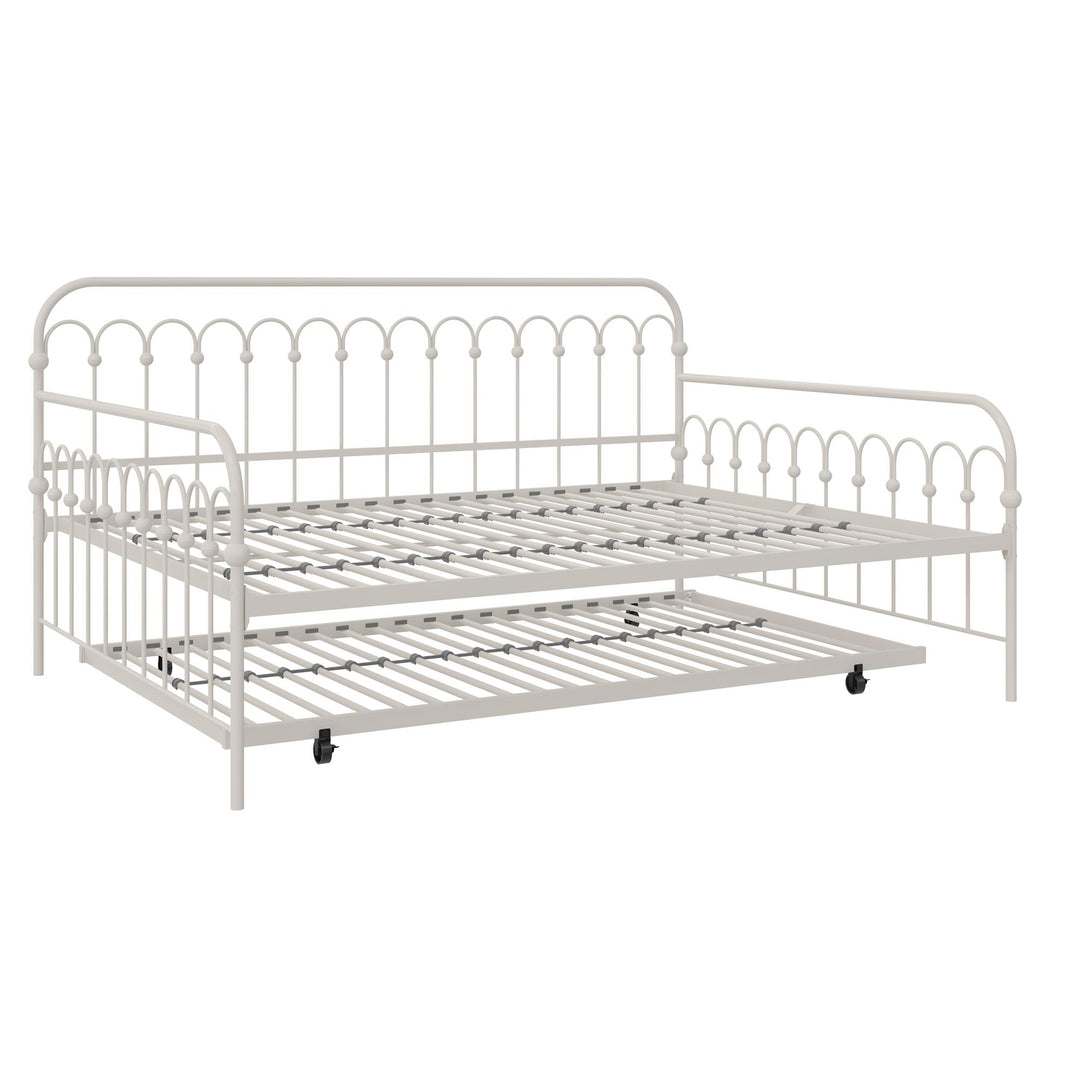 Novogratz Bright Pop Metal Daybed with Trundle, Full/Twin, Off White - Off White - Full-Over-Twin