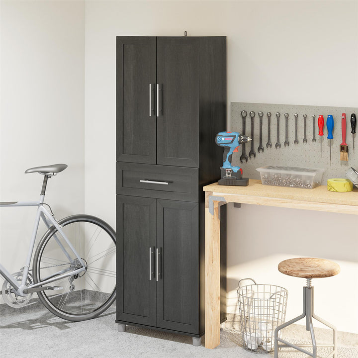 Camberly Framed 4 Door Storage Cabinet -  Black Oak