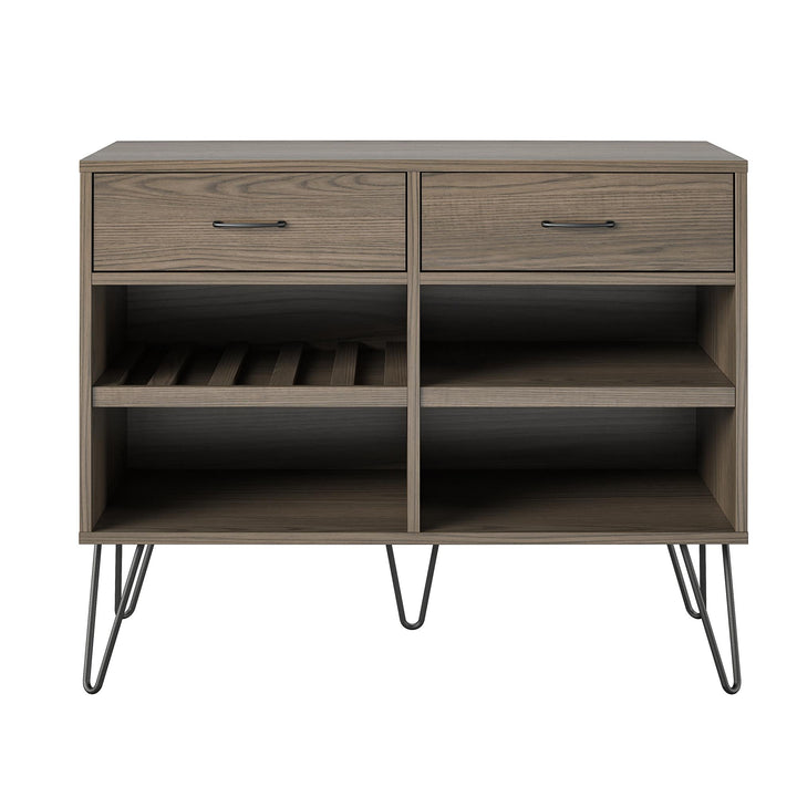 Pino Valley Mid Century Modern Beverage Cabinet with Interchangable Shelves - Medium Brown