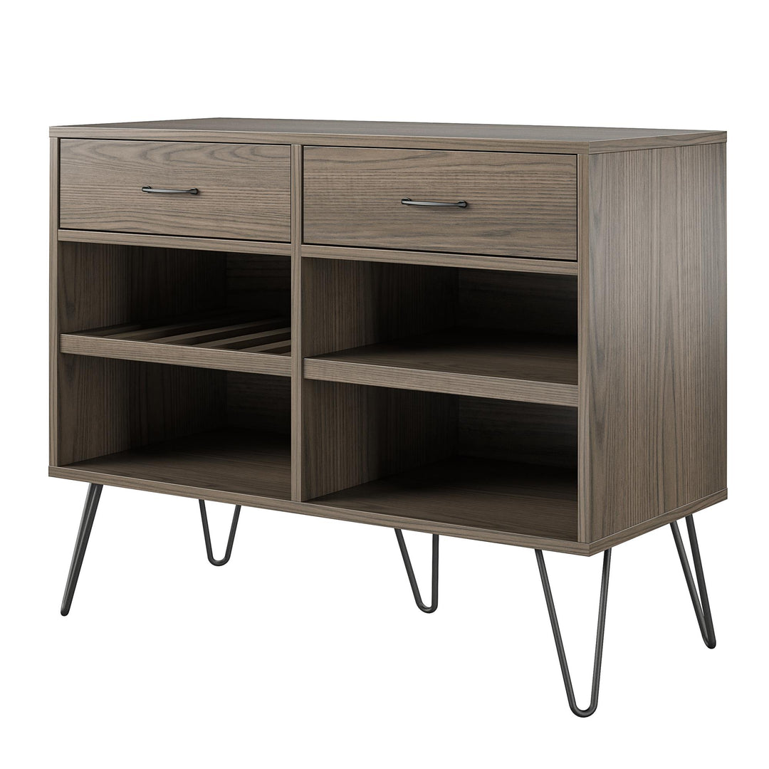Pino Valley Mid Century Modern Beverage Cabinet with Interchangable Shelves - Medium Brown