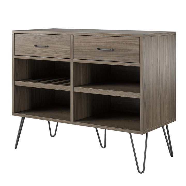 Pino Valley Mid Century Modern Beverage Cabinet with Interchangable Shelves - Medium Brown