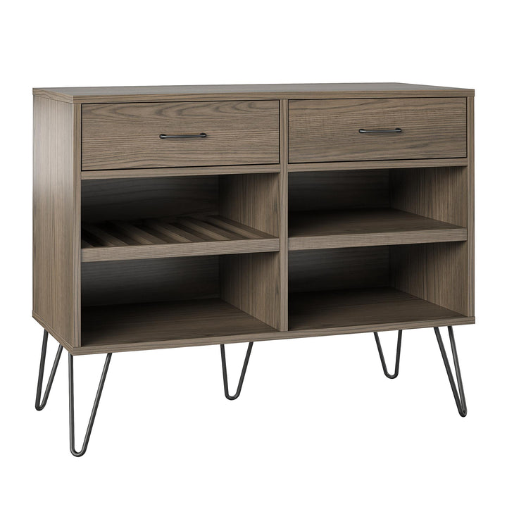 Pino Valley Mid Century Modern Beverage Cabinet with Interchangable Shelves - Medium Brown