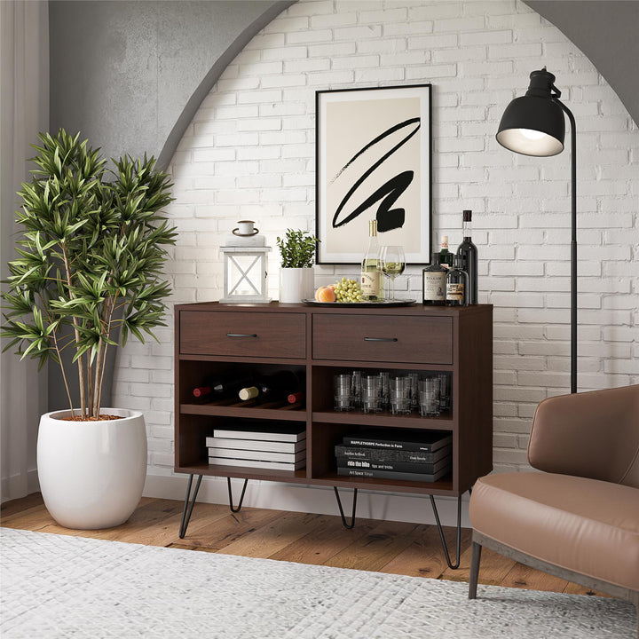 Pino Valley Mid Century Modern Beverage Cabinet with Interchangable Shelves - Cherry Oak